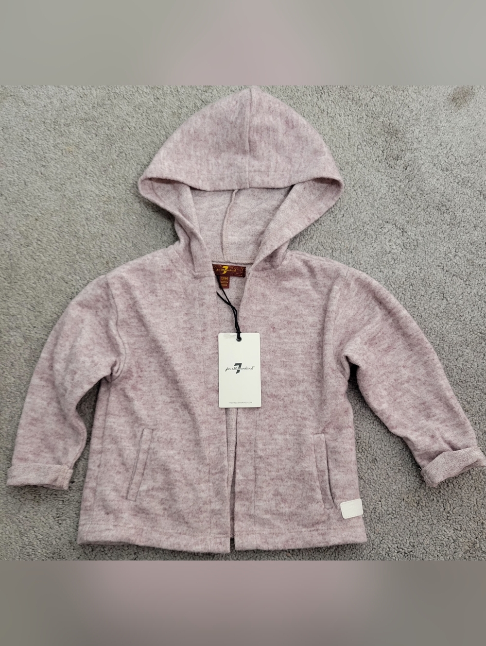 7 For All Mankind Heathered Dusty Pink Hoodie Jacket
